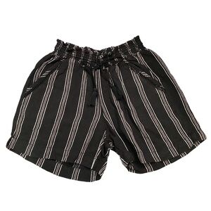 Briggs Black White Shorts Tasseled Drawstring High Rise Pockets Small S